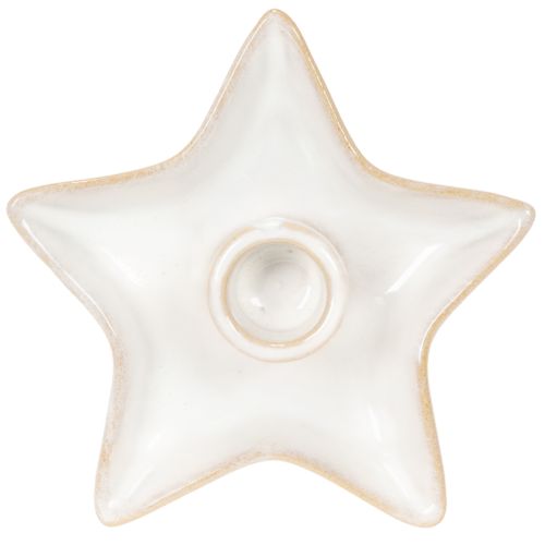Keramický svícen ve tvaru hvězdy, bílý, pro kuželovité svíčky, 12 cm, 2 kusy | Floristik24.cz