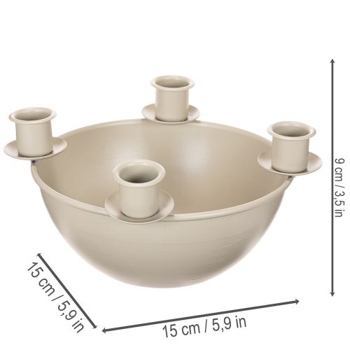 Svícen se 4 objímkami, moderní adventní věnec, béžový, 15 cm | Floristik24.cz