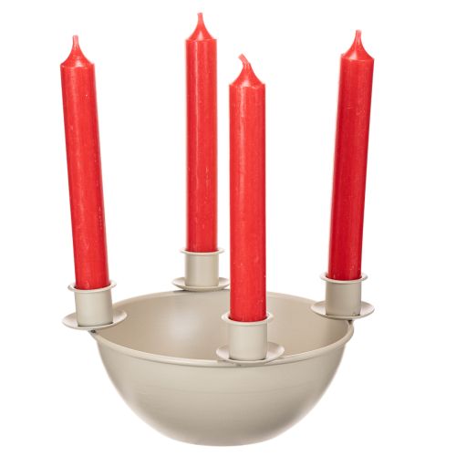 Svícen se 4 objímkami, moderní adventní věnec, béžový, 15 cm | Floristik24.cz