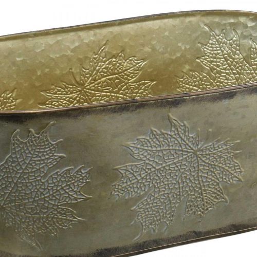 položky Podzimní květináč, miska na rostliny s listy, kovová dekorace zlatá L38cm H15cm
