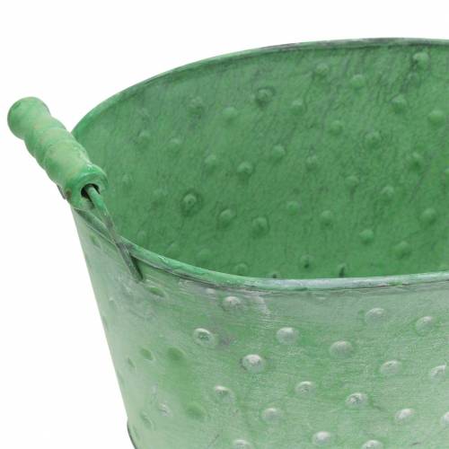 Floristik24 Dekorativní mísa květináč kovový zelený ovál 25,5x18,5cm V13cm
