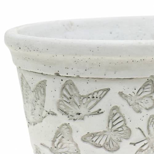 Floristik24 Miska na květináče bílá s motýly 21cm x 14cm V9,5cm 2ks