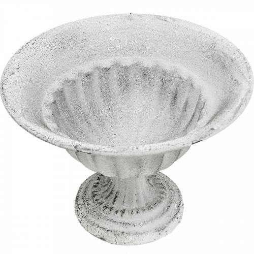 Floristik24 Miska na šálek bílý ozdobný šálek kovový pohár Ø16cm H11,5cm