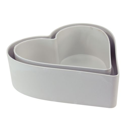 položky Miska srdce plastová dekorativní miska bílá šedá 24/21cm sada 2 ks