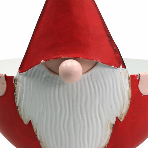 položky Dekorativní miska trpaslík červená, bílý kov Ø14cm V16cm miska mikulášská