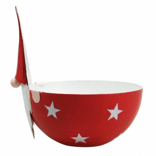položky Dekorativní miska trpaslík červená, bílý kov Ø14cm V16cm miska mikulášská