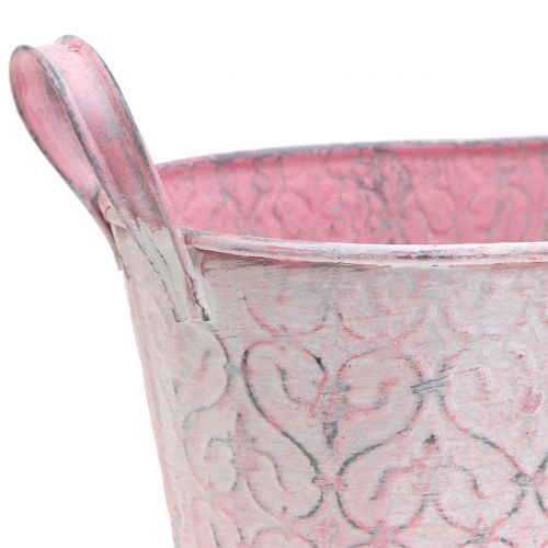 položky Květináč zinkové vany s růžovým dekorem 25,5 cm x 13,5 cm V12 cm