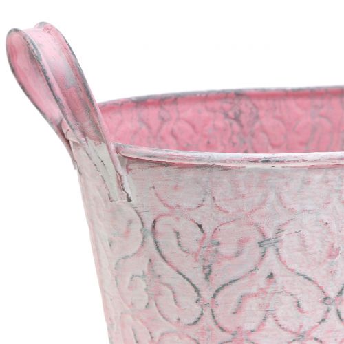 Floristik24 Květináč zinkové vany s růžovým dekorem 25,5 cm x 13,5 cm V12 cm