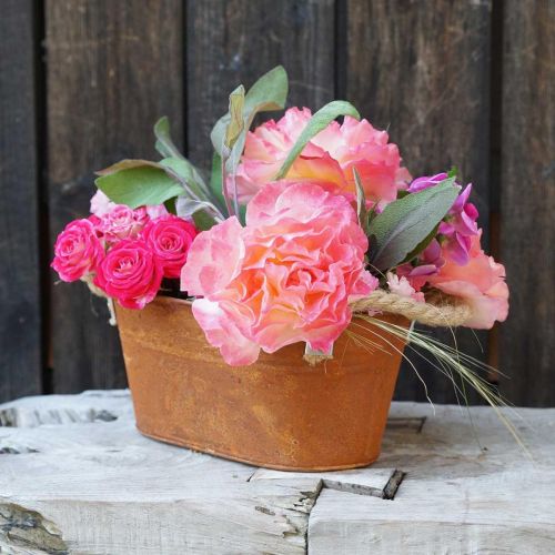Floristik24 Kovová miska s uchy, podzimní dekorace, květináč s patinou L22cm H11cm