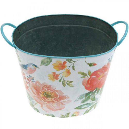 položky Kyblík na rostliny oválný vintage kovový jarní dekorační květináč 27,5 cm