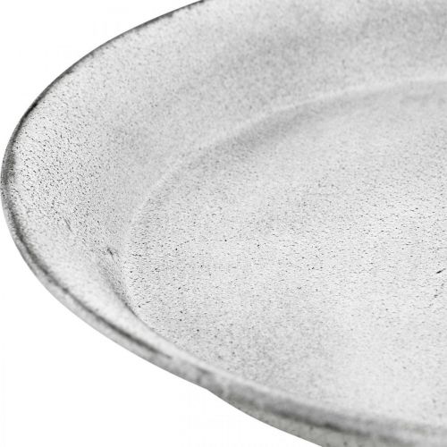 Floristik24 Dekorační mísa s nožičkami dekorativní talíř kov bílá Ø22cm H15,5cm