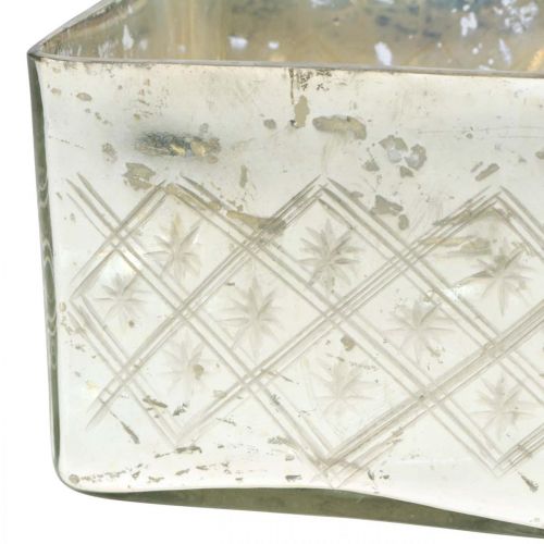Floristik24 Skleněná dóza s víčkem omšelé sklo dekorace champagne 14×14×14,5cm