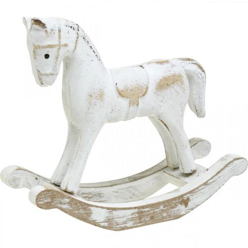 Floristik24 Dekorativní houpací koník vánoční bílý 13x4,5x11,5cm 3ks