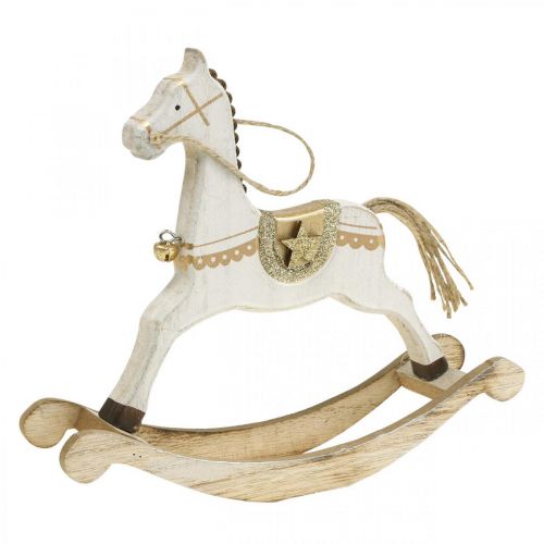 Floristik24 Dřevěný houpací koník, vánoční dekorace White Golden V18cm