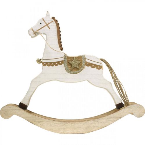 položky Dřevěný houpací koník, vánoční dekorace White Golden V32,5cm