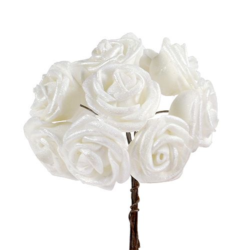 Pěnové růže bílé s perletí Ø2,5cm 120str