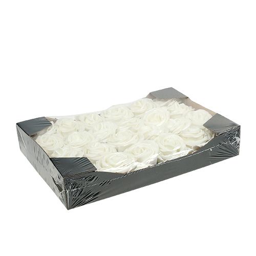 Floristik24 Pěnové růže bílé s perletí Ø6cm 24 ks