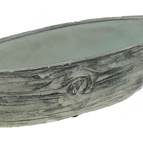 Floristik24 Miska na rostliny oválná betonová loď dřevěné provedení 37×11,5cm H10cm