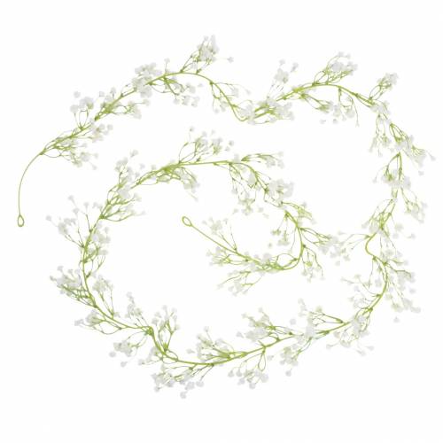 Floristik24 Svatební dekorace girlanda gypsophila s očky bílá 180cm