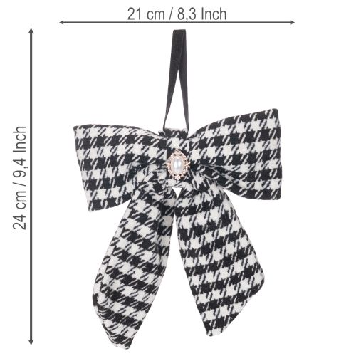 Látková mašle s broží a ramínkem, kostkovaná, 24 cm, 2 kusy | Floristik24.cz