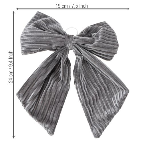Dekorativní závěsná mašle, vánoční mašle, sametová, žebrovaná, 24 cm, 2 kusy | Floristik24.cz