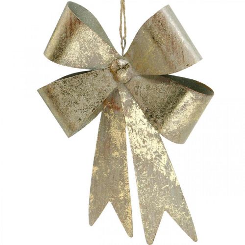 Floristik24 Mašle na zavěšení, ozdoby na vánoční stromeček, zlatá kovová dekorace, starožitný vzhled V23cm Š16cm