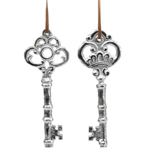 Floristik24 Klíč stříbrný k zavěšení 15,5cm 2ks