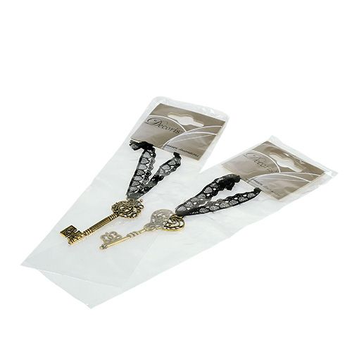 Floristik24 Klíč na zavěšení 7cm zlatý, starožitný 2 ks