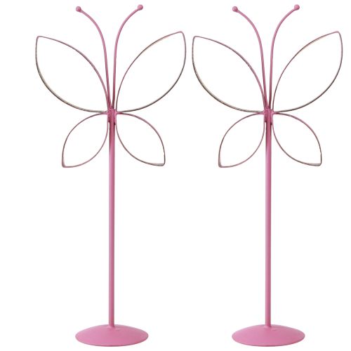 položky Butterfly kovový ozdobný stojánek Fuchsia Gold H29cm 2 ks