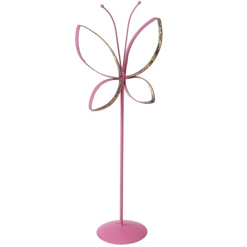 položky Motýl kovová dekorace jarní fuchsiová zlatá H35cm 2 ks