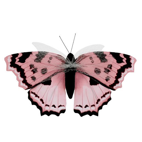 Floristik24 Motýl růžový 20cm na drátě 2ks