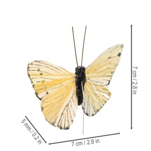 položky Dekorativní motýli na drátě pro barevné dekorace stolu, 7 cm, 12 kusů