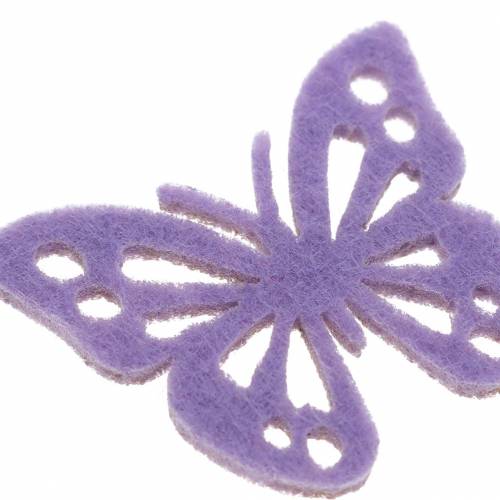 Floristik24 Plstěná dekorace na stůl motýl fialová bílá asort 3,5x4,5cm 54 kusů