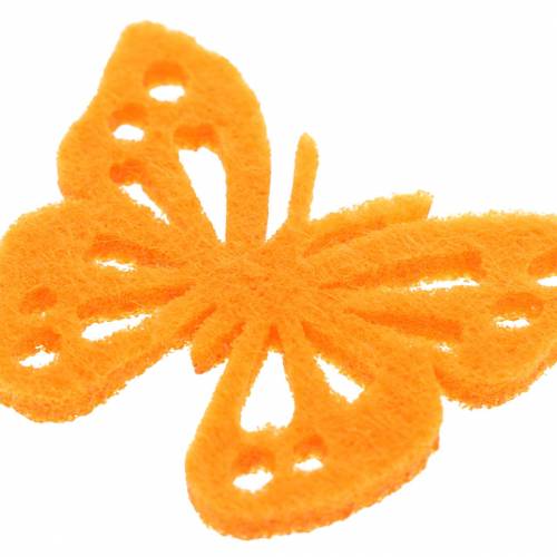 Floristik24 Plstěná dekorace motýlek na stůl žlutá zelená oranžová mix 3,5x4,5cm 54 kusů