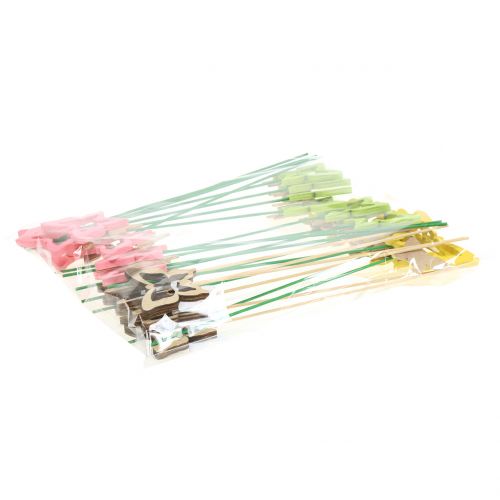 Floristik24 Ozdobná zátka motýl různé barvy V24cm 24 ks