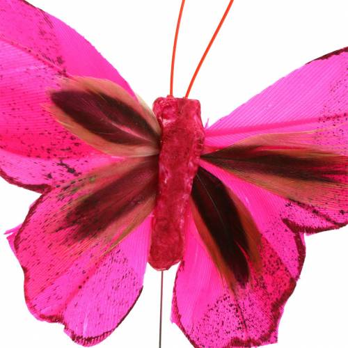 položky Peříčkový motýlek s drátem 7cm růžová fialová 24ks