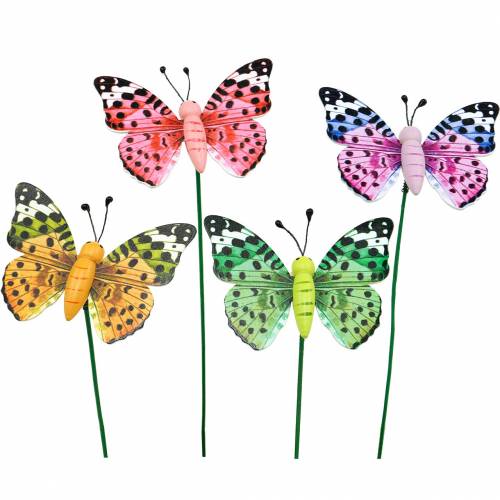Floristik24 Dekorativní motýl na špejli Květinová zátka Jarní dekorace 16 kusů