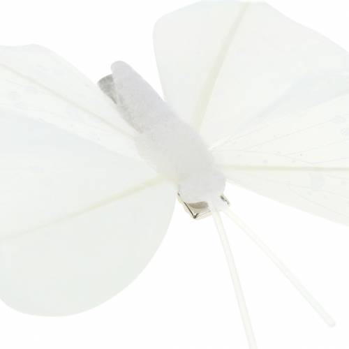 položky Péřový motýl na klipu bílý 7-8cm 8ks
