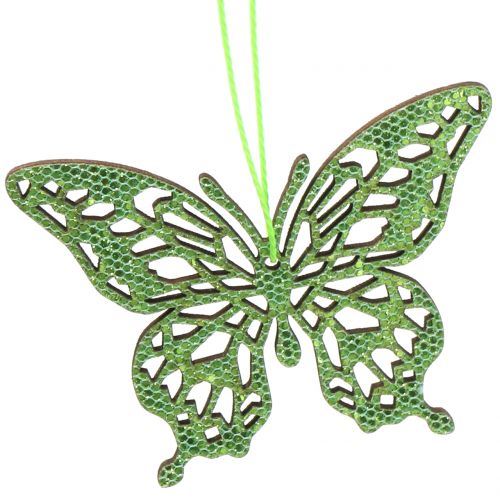položky Dekorační věšák motýlek zelený třpyt8cm 12ks