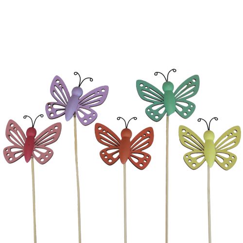 položky Jarní dekorace květinové špunty dřevěné ozdobné motýlky 6×8cm 10ks