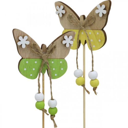 položky Květinová tyčinka motýlek dřevěná dekorace k nalepení 7×5cm 16ks