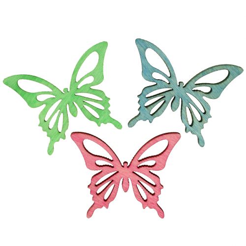 Floristik24 Butterflies Mix Wood Pink, Green, Blue 4cm 72 ks