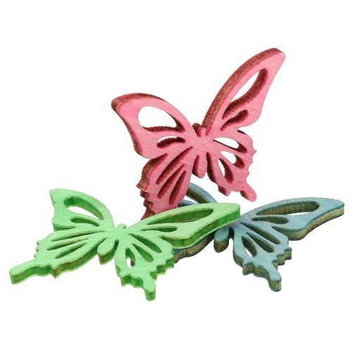 Floristik24 Butterflies Mix Wood Pink, Green, Blue 4cm 72 ks