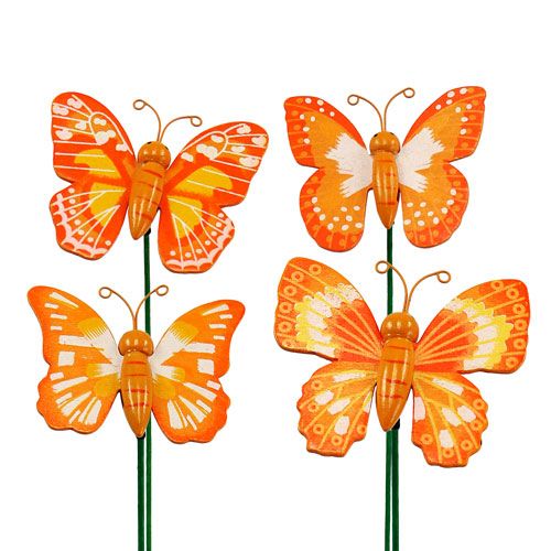 Floristik24 Ozdobná zátka motýl oranžová 6,5cm 24ks