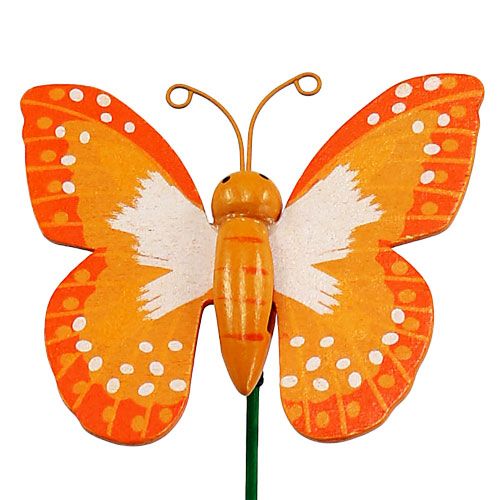 položky Ozdobná zátka motýl oranžová 6,5cm 24ks