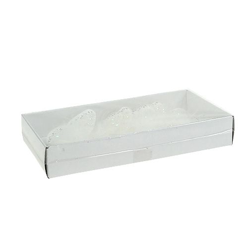 Floristik24 Motýli bílí 8cm se slídou 6ks