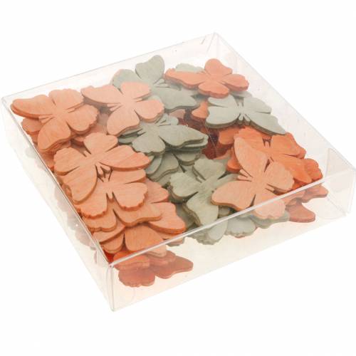 Floristik24 Motýli na posypání ozdobné motýlí dřevo oranžová, meruňková, hnědá 72 kusů