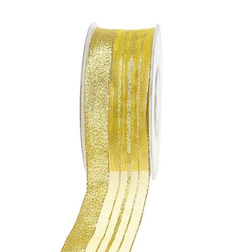 Floristik24 Ozdobná stuha s lurexovými pruhy zlatá 40mm 20m