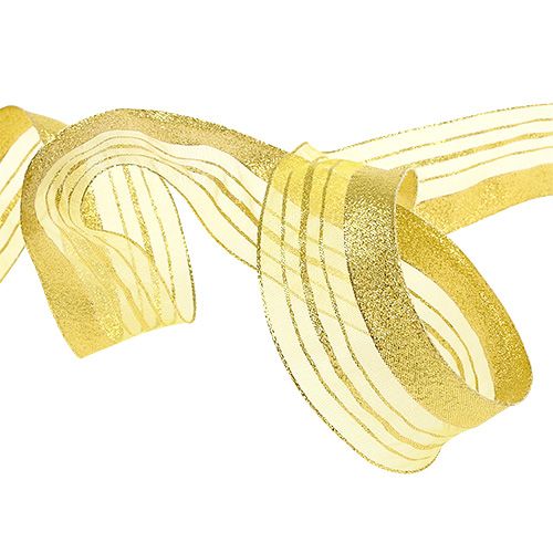 položky Ozdobná stuha s lurexovými pruhy zlatá 40mm 20m