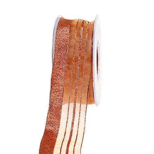 Floristik24 Ozdobná šňůrka s lurexovými pruhy měděná 40mm 20m
